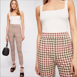 Free People Ella Kick Skinny Plaid Pants Size 28